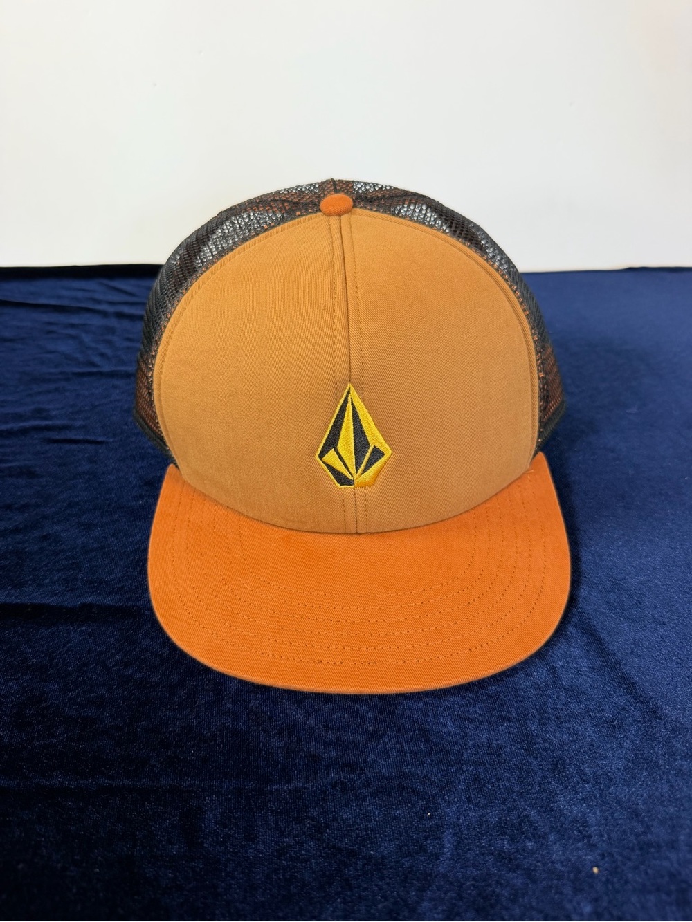 Volcom Men's Full Stone Cheese Trucker Hat Multi-toned Brown/Orange Board Sports